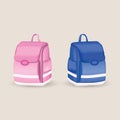 Briefcase for school children. Pink briefcase for a girl and blue for a boy.